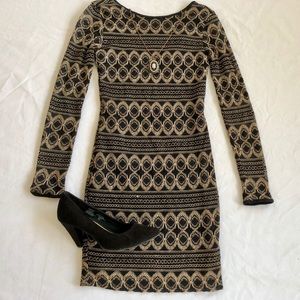 Black and gold mini party dress